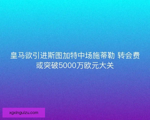 皇马欲引进斯图加特中场施蒂勒 转会费或突破5000万欧元大关 皇马欲引进斯图加特中场施蒂勒 转会费或突破5000万欧元大关