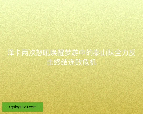 泽卡两次怒吼唤醒梦游中的泰山队全力反击终结连败危机 泽卡两次怒吼唤醒梦游中的泰山队全力反击终结连败危机