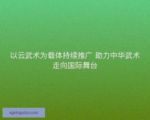 以云武术为载体持续推广 助力中华武术走向国际舞台