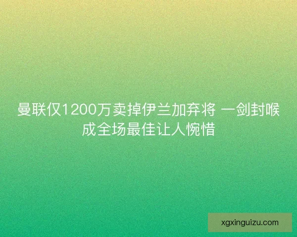 曼联仅1200万卖掉伊兰加弃将 一剑封喉成全场最佳让人惋惜 曼联仅1200万卖掉伊兰加弃将 一剑封喉成全场最佳让人惋惜